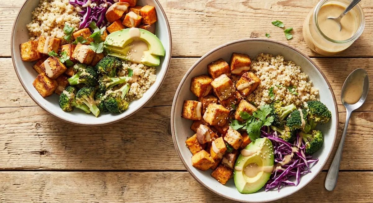 Roasted Tofu Grain Bowls with Miso-Tahini